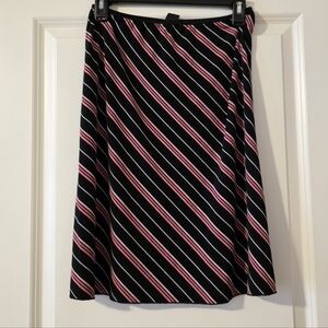 Y2k Vintage Wrapper Knee Length/Midi Skirt Striped Pink Black Womens L